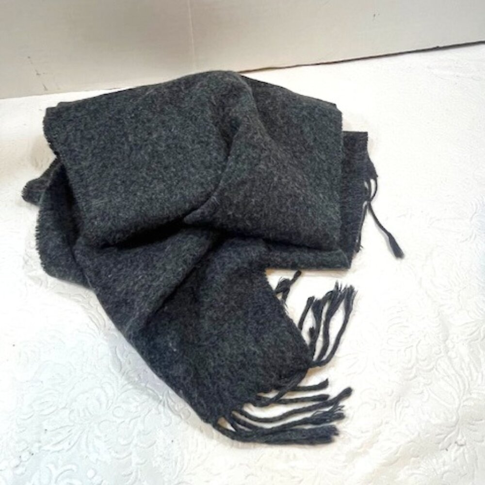 Chaps Fringe Winter Scarf Dark Gray Classic Style 10.25"x65.5"